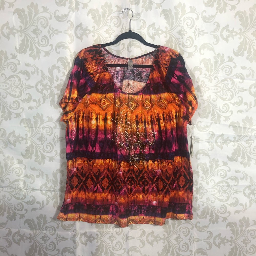 💚2/$19💚NWT TO Thomas & Olivia Orange Printed Top